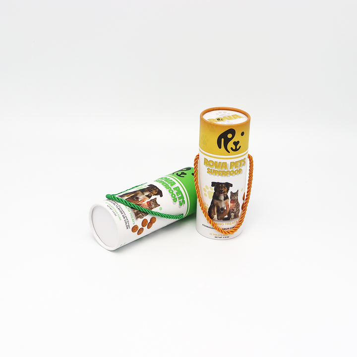 Empaquetado de tubo de papel de caja cilíndrica de cartón de embalaje de calidad alimentaria personalizado ecológico para alimentos para mascotas