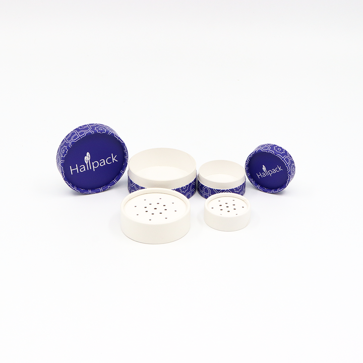 Embalaje cosmético personalizado de alta calidad, caja cilíndrica de cartón, embalaje de tubo de papel con tamiz para sombra de ojos en polvo suelto