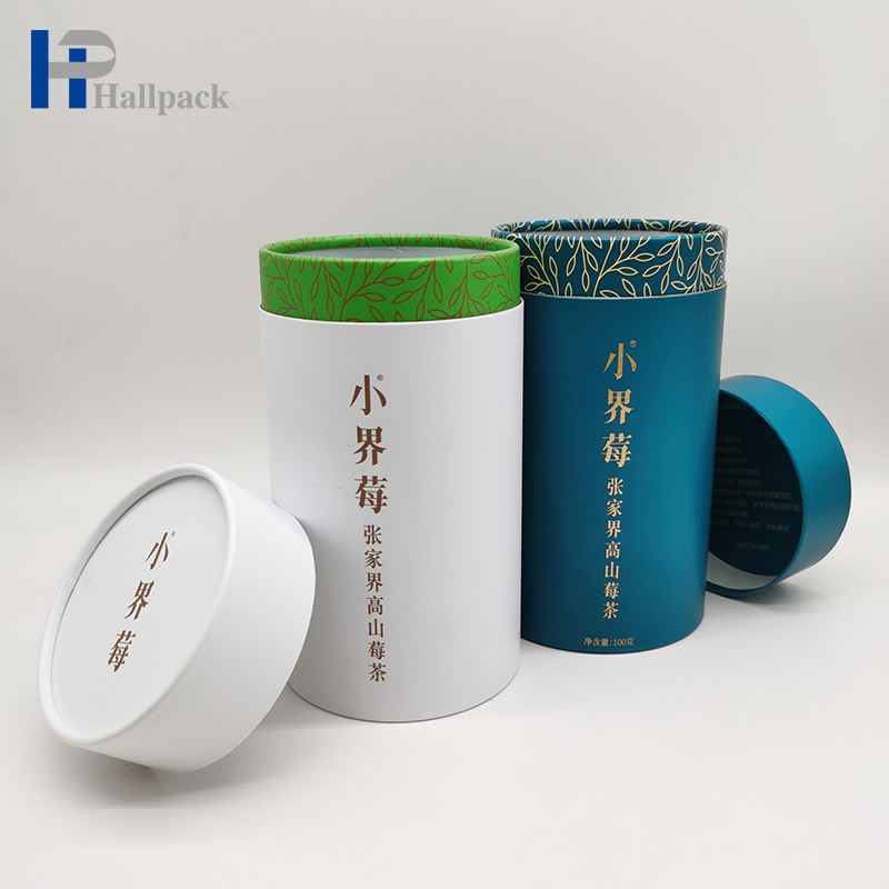 Impresión personalizada Cilindro biodegradable Alimentos Cartón de papel Bolsas de bote de té premium Embalaje de caja de tubo para paquete de té suelto