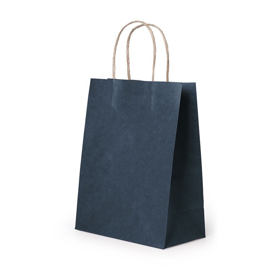 Bolsa de compras de papel Kraft marrón con logotipo personalizado, bolsa de regalo para llevar con asa, entrega de comida