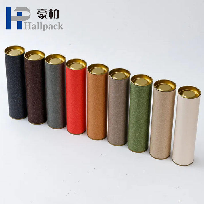 Venta al por mayor de envases cilíndricos de grado alimenticio reciclados personalizados, tubo de papel de hojas sueltas para té, tubo de té cilíndrico con tapa de metal