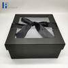 Caja de regalo de papel de ropa negra de lujo de cartulina con tapa transparente para mascotas
