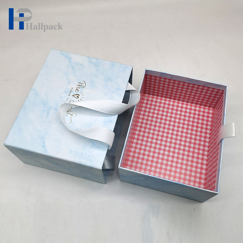 Caja de papel de empaquetado de papel de lujo modificada para requisitos particulares del cajón azul de la caja de regalo