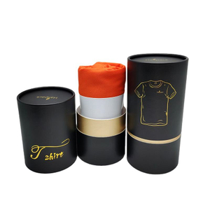 Cajas de tubos de embalaje de camisetas de papel artesanal reciclado, cajas redondas de cartón Kraft con manejo de superficie en relieve para cosméticos