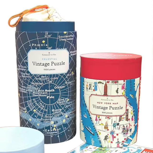 Caja de tubo redondo de impresión personalizada, embalaje de papel Kraft para velas, rompecabezas de moda, embalaje de tubo de cartón artesanal