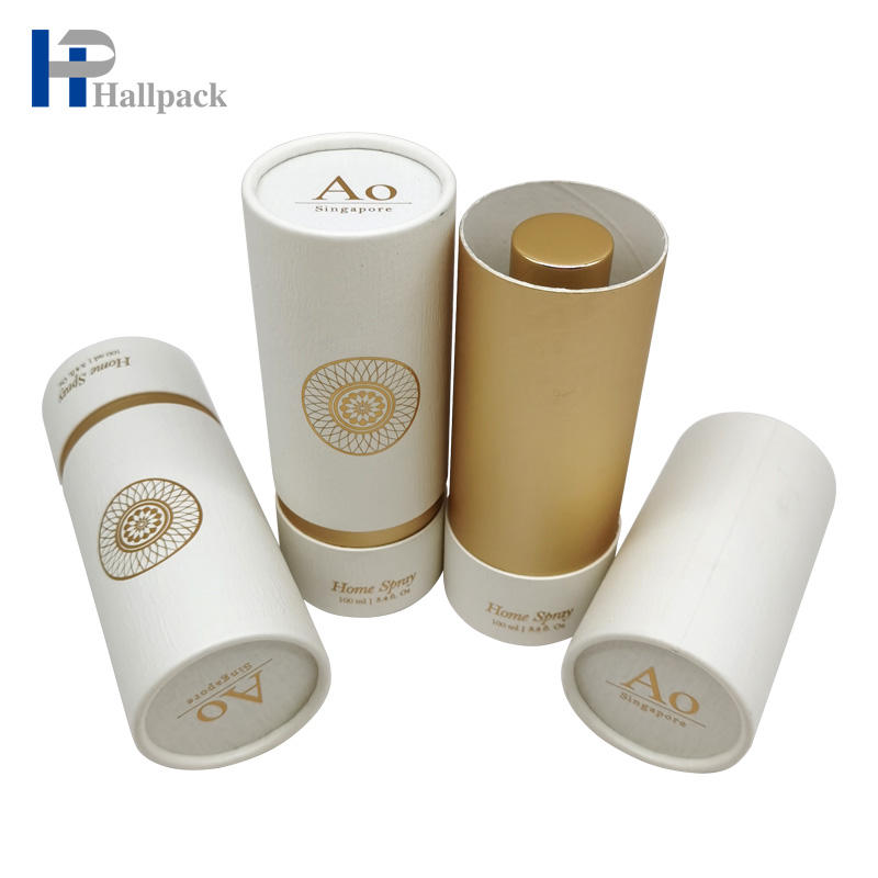 Empaquetado de tubo de papel de caja de cilindro de cartón cosmético biodegradable de lujo personalizado para botella de perfume de aceite esencial