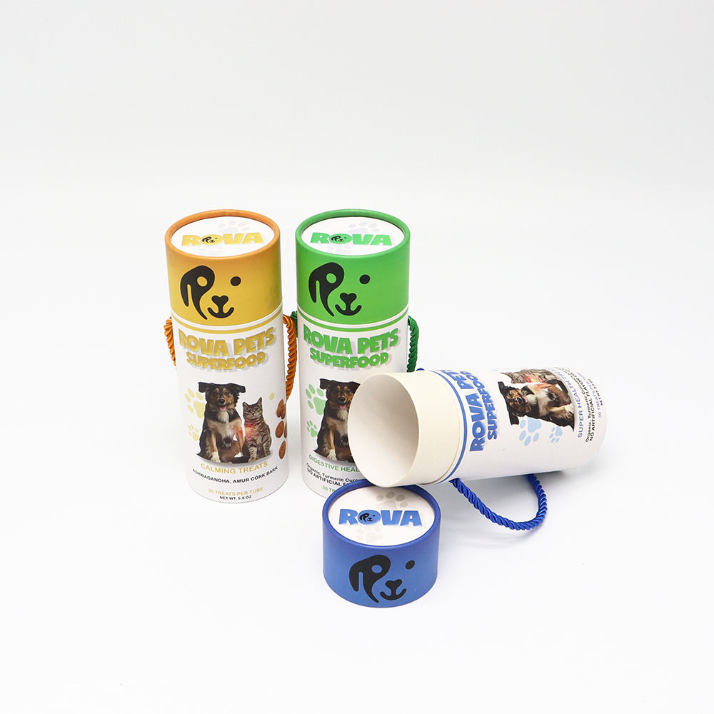 Tubos de embalaje biodegradables, respetuosos con el medio ambiente, caja cilíndrica de cartón Kraft de calidad alimentaria, embalaje de tubos de papel para alimentos para mascotas