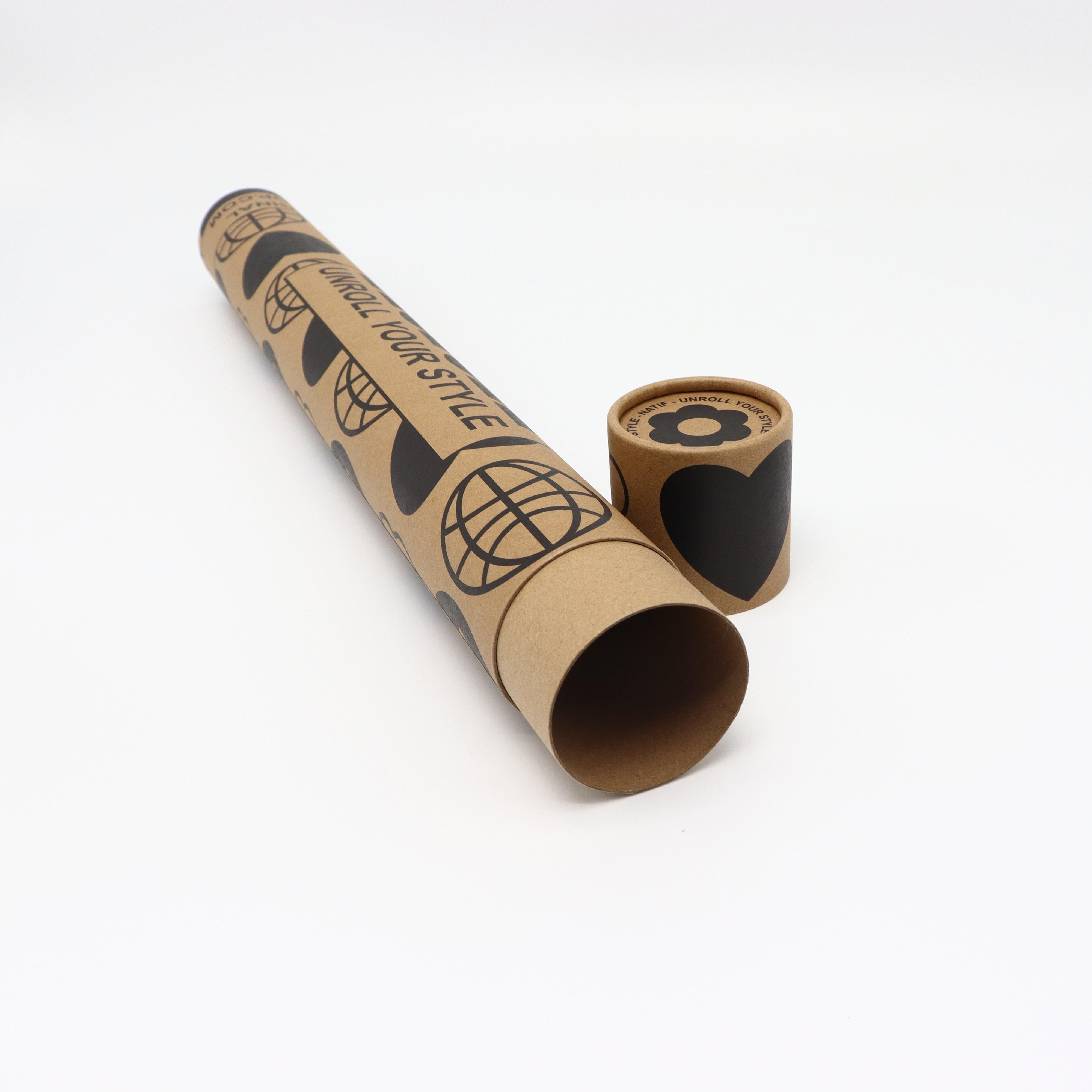 Tubo de papel biodegradable con rodillo de lata de papel con cilindro de bola de tubo de papel Kraft impreso