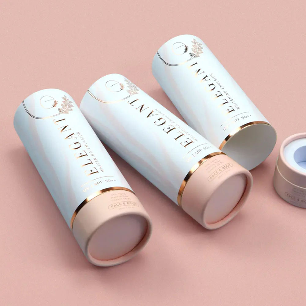 Embalaje cosmético personalizado de alta calidad, caja cilíndrica de cartón, embalaje de tubo de papel para botella de perfume, aceite esencial