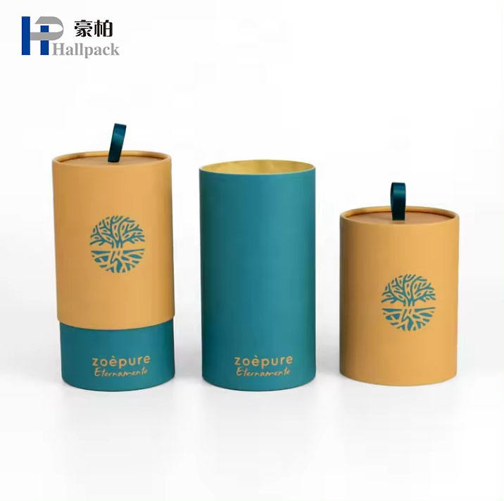 Logotipo personalizado, juego de regalo de almacenamiento de velas rígidas de cartón de papel de 2 piezas, caja de tubo pequeño, embalaje de papel para velas