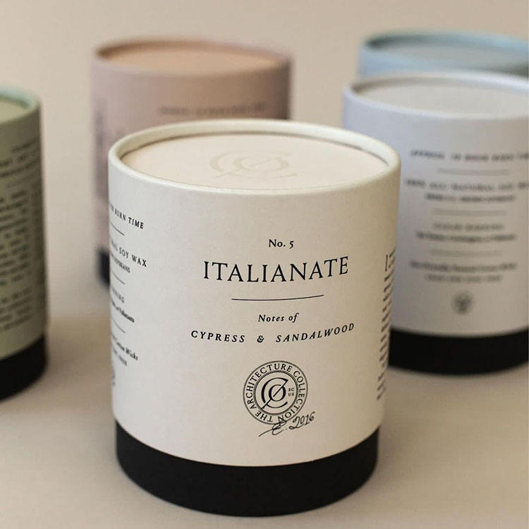 Caja de embalaje cilíndrica de alta calidad, botella de perfume con vela kraft, bolsa de té y café, embalaje de tubo de papel personalizado