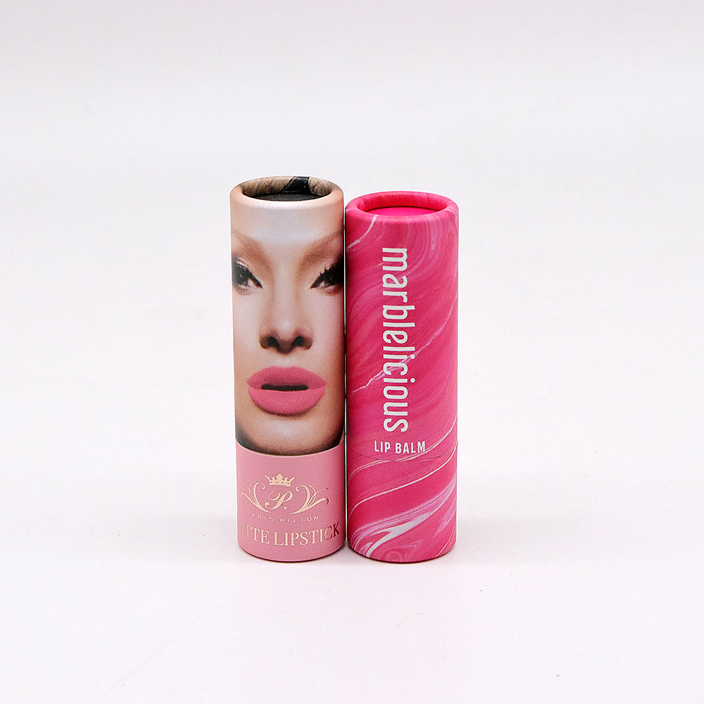 Tubo de bálsamo labial personalizado de papel ecológico, cilindro de empuje de forma redonda, barra de loción de moda, embalaje de tubos de papel giratorios