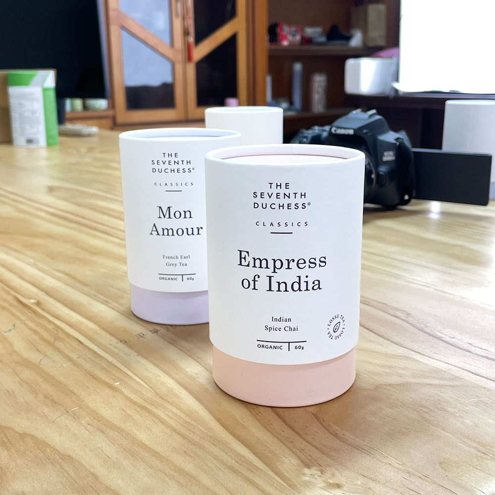 Diseño personalizado, té suelto, café, grano de chocolate, cilindro redondo, cartón, caja de calidad alimentaria ecológica, paquete de tubo de papel para alimentos