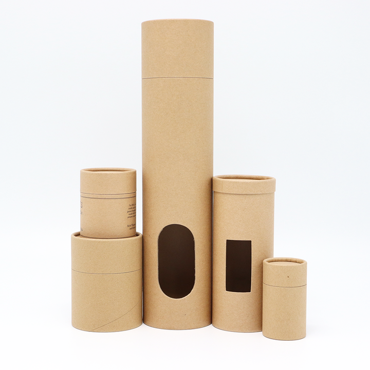 Caja cilíndrica de cartón de calidad alimentaria personalizada respetuosa con el medio ambiente con embalaje de tubo de papel de ventana de PVC para bebidas, galletas, nueces de chocolate