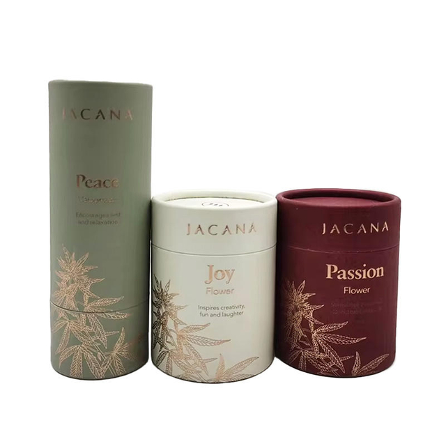 Caja de tubo redonda de papel de impresión dorada de embalaje de tubo de vela de papel Kraft reciclable ecológico para té