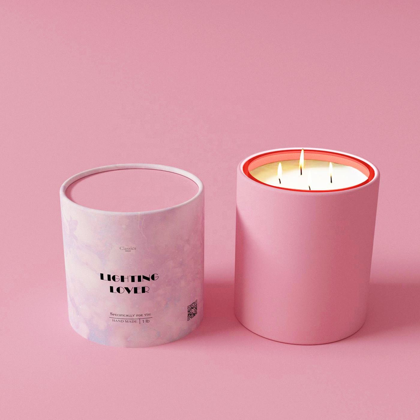Tubo de papel artesanal de Material 100% reciclado, cera de soja hecha a mano personalizada, vela de lujo, tarro de vidrio, tubo central de papel, embalaje de té