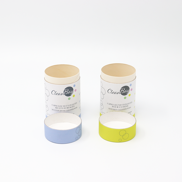 Caja cilíndrica de cartón para limpiador personalizado ecológico, embalaje de tubo de papel para muebles, detergente multiusos para Windows