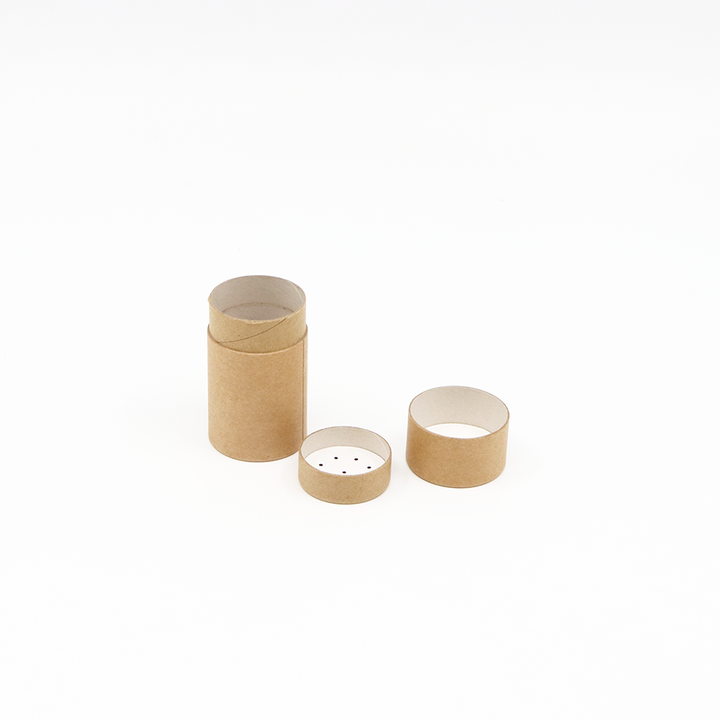 Empaquetado de tubo de papel de caja cilíndrica de cartón de grado alimenticio personalizado respetuoso con el medio ambiente con coctelera de tamiz para condimentos, especias gourmet