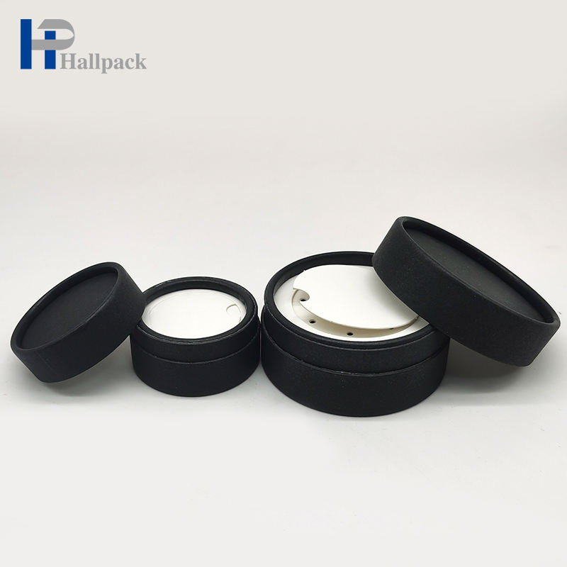 Tubo de papel de tamiz de cartón de tubo de papel negro de diseño de moda con tapa