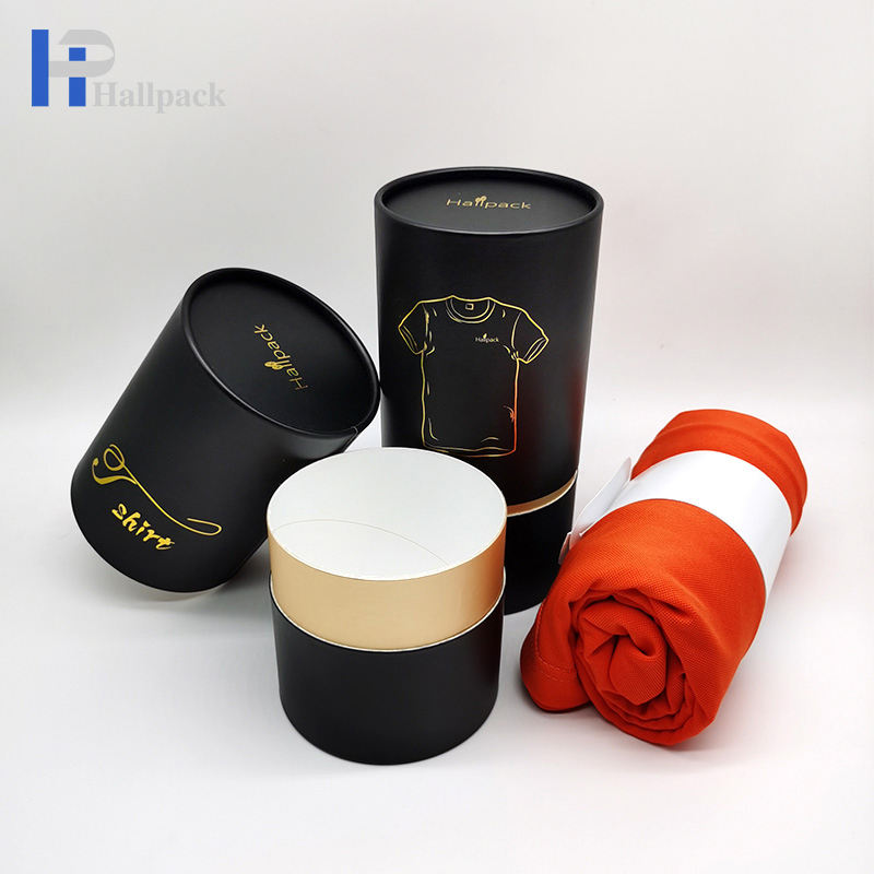 Tubo de papel redondo negro biodegradable del cilindro de Kraft que empaqueta para la ropa de la camiseta