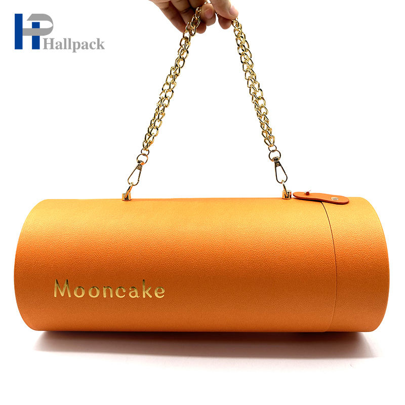 Tubo de papel de empaquetado reciclado portátil del Mooncake del embalaje de papel de la comida con la cadena