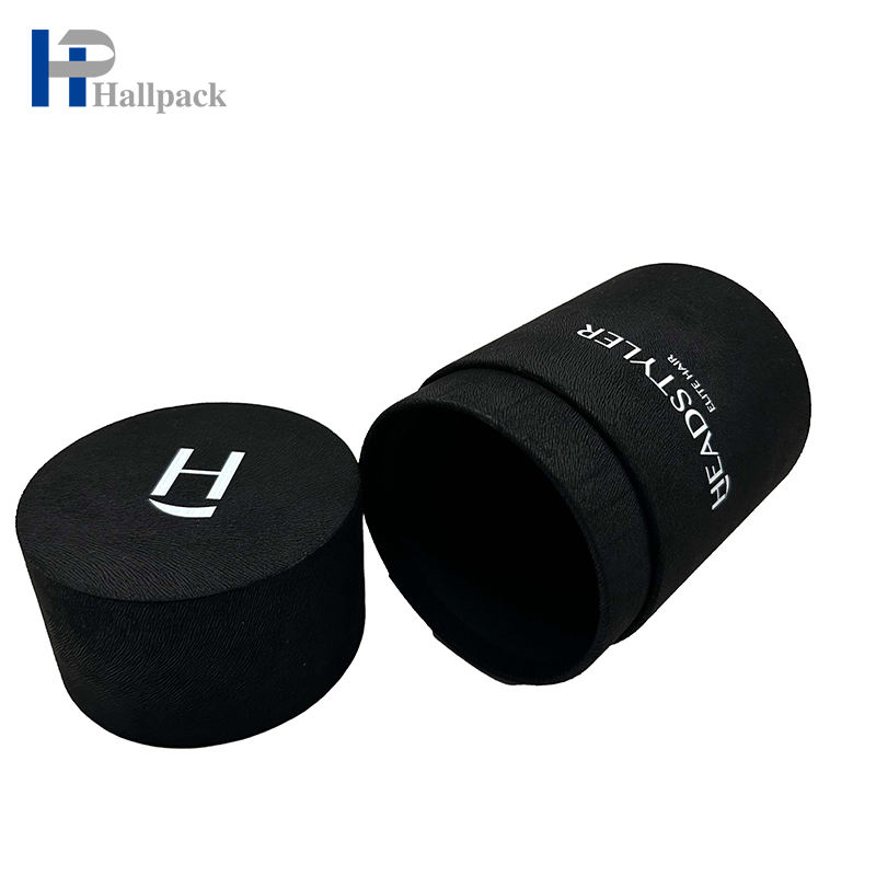 Caja de regalo personalizada con forma de cilindro de borde plano de tubo de papel de embalaje de alta capacidad con tapa, tubo de papel negro